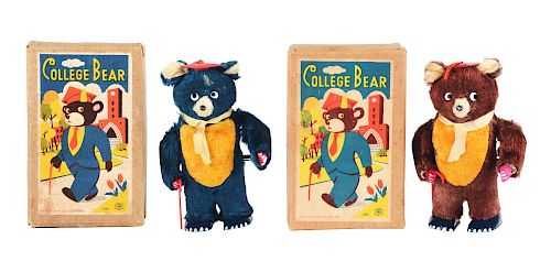 Lot of 2: Tin Litho and Celluloid Wind Up College Bears.