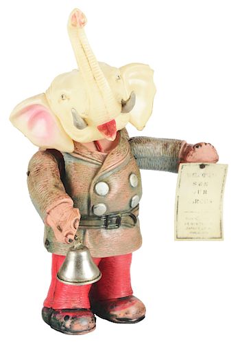 Large Pre-War Japanese Celluloid Wind Up Circus Elephant Barker.