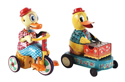 Lot of 2: Tin Litho Wind Up Duck Toys.