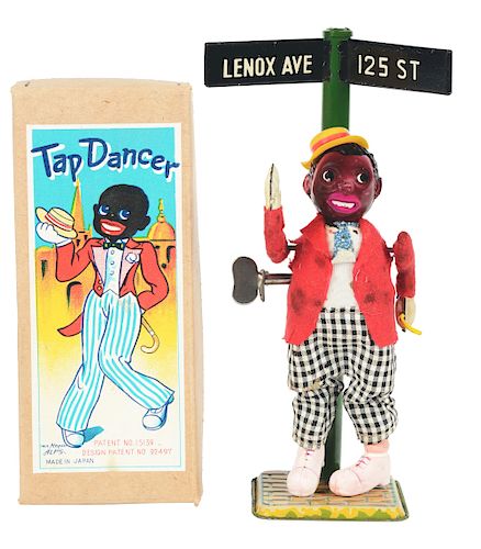 Tin Litho and Celluloid Wind Up African American Tap Dancer.