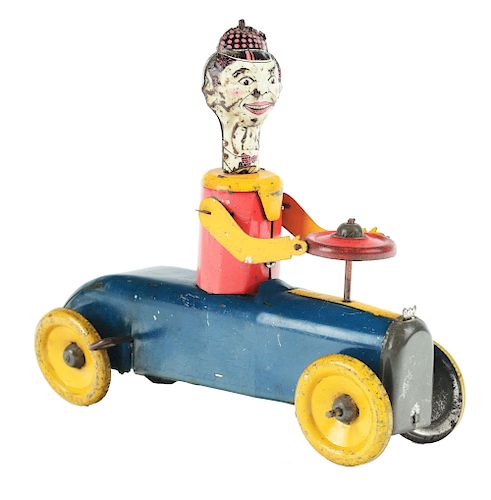 Tin Litho and Painted Wind Up Clown Car. 