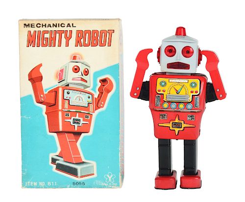 Tin Litho Wind Up Mechanical Mighty Robot.