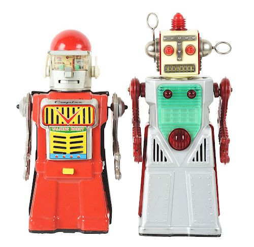 Lot Of 2: Japanese Tin Litho Battery Operated Robots. 
