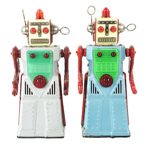 Lot of 2: Japanese Tin Litho Battery Operated Robot Man Toys. 