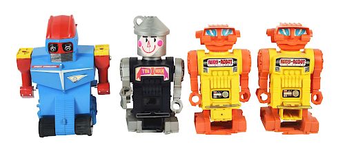 Lot Of 4: American Made Plastic Robot Toys in Boxes.