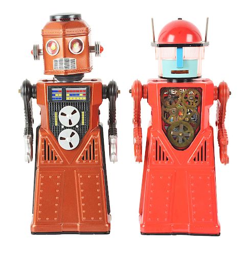 Lot Of 2: Interesting Japanese Tin Litho Fantasy Robots. 