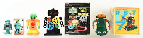 Lot of 4: Plastic & Tin Litho Robot Toys in Boxes.