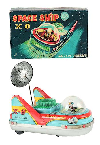 Tin Litho Battery Operated Spaceship X-8 Scouting.