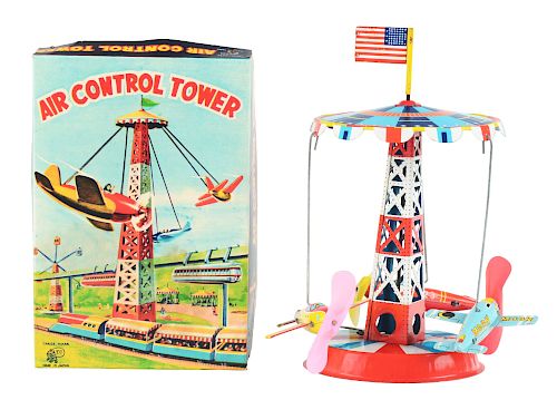 Tin Litho Wind Up Space Air Control Tower.