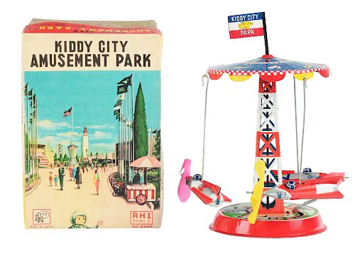 Tin Litho Wind Up Kiddy City Amusement Park.