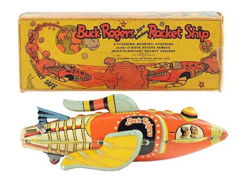 Marx Tin Litho Wind Up Buck Rogers Rocket Ship with Box.