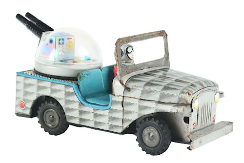 Tin Litho Friction Space Jeep with Cannons.