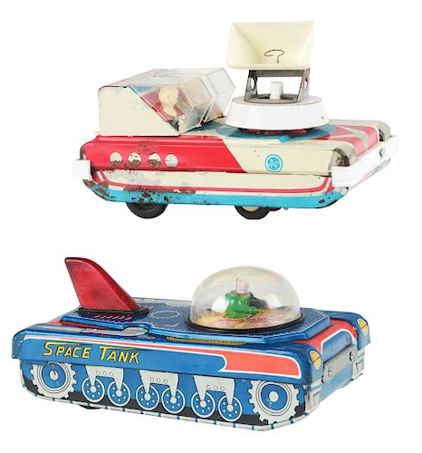 Lot of 2: Tin Litho Friction and Battery Operated Space Vehicles.