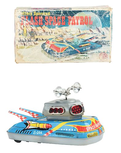 Tin Litho and Plastic Battery Operated Space Patrol Z-206.