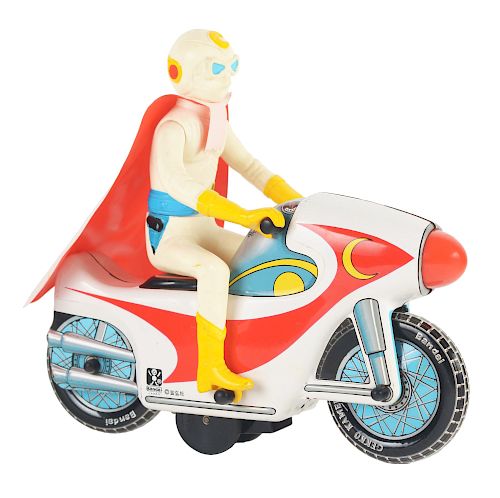 Tin Litho Friction Gekko Kamen Moonlight Man Motorcycle.