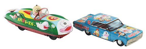 Lot of 2: Tin Litho Friction Oba-Q Ghost Cars.