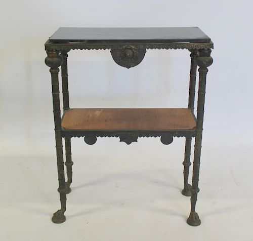 Patinated Metal Ornate Persian Style Table.