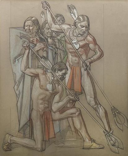 Dean Cromwell, (American, 1892-1960), Indians with Spears
