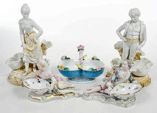 Five Porcelain Figural Table Objects, Rudolstadt