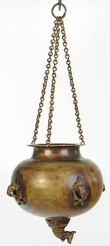 Asian Bronze Hanging Urn