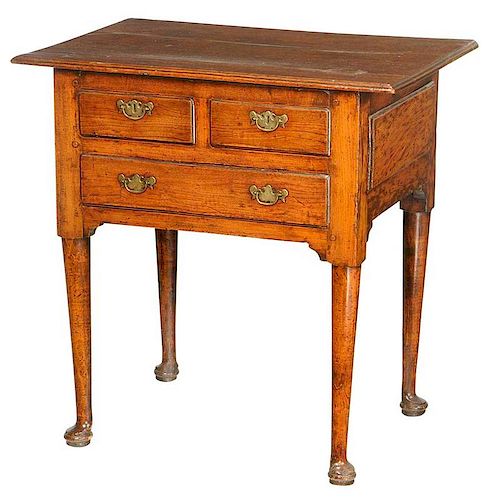 Provincial Queen Anne Oak Three Drawer Table