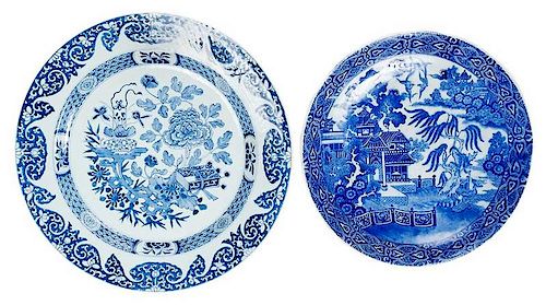 Two Chinese Blue and White Chargers
