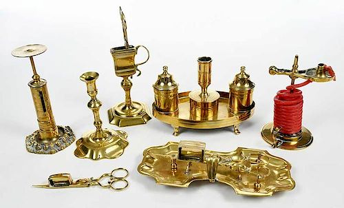 Good Group Seven Georgian Brass Accessories