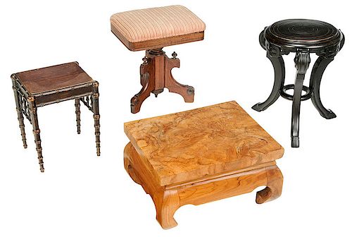 Four Vintage Stools and Benches