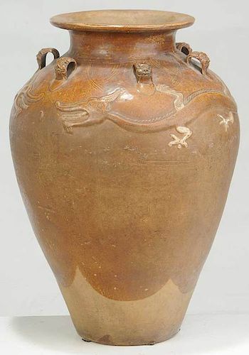 Early Chinese Glazed Earthenware Floor Vase