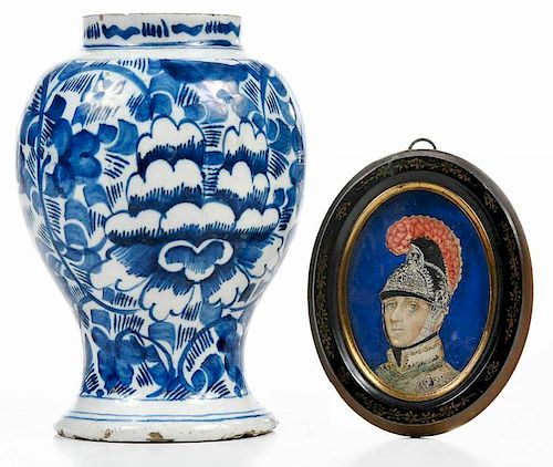 Delft Vase and Miniature Portrait of Soldier