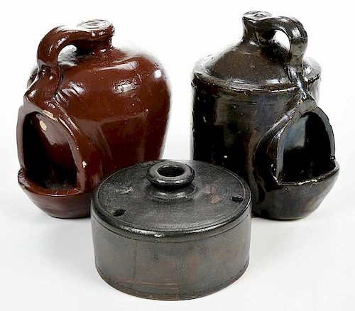 Two Dalton Pottery Chicken Waterers, Inkwell