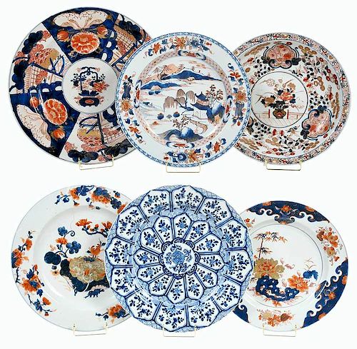 Six Chinese Export Porcelain Chargers, Kraakware