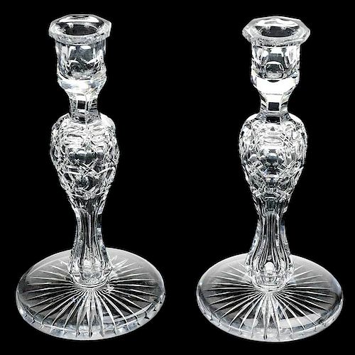 Pair Cut Glass Candlesticks by Pairpoint