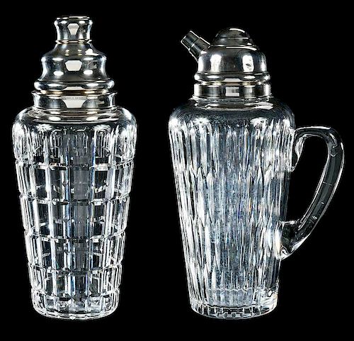 Two Hawkes Cut Glass Cocktail Shakers