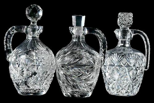 Cut Glass Whiskey Jugs Libbey, Anderson, Hawkes