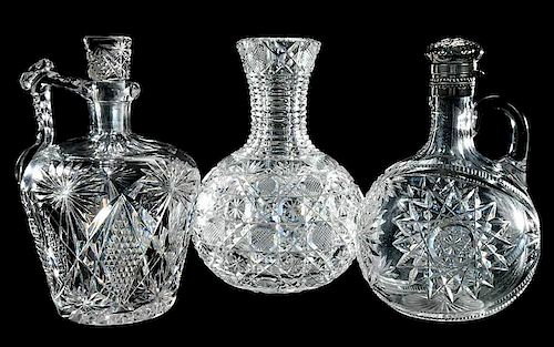 Two Cut Glass Whiskey Decanters, Carafe