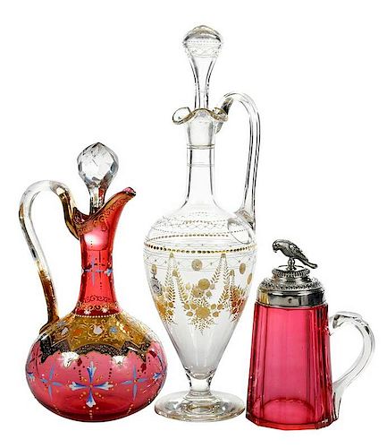 Three Decorated Glass Table Items