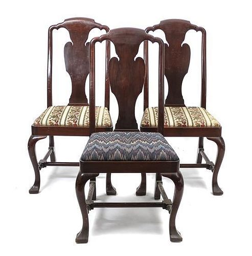 Eleven Mahogany Queen Anne Style Side Chairs, Height 42 x width 20 x depth 22 inches.