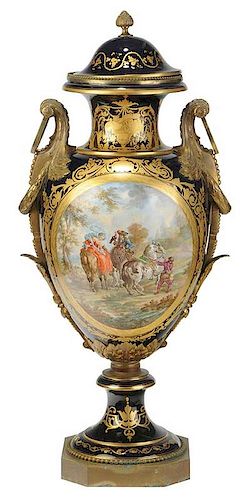 Monumental  Sèvres Hand Painted  Signed Urn