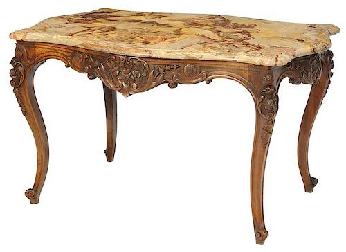 Provincial Louis XV Style Marble-Top Table