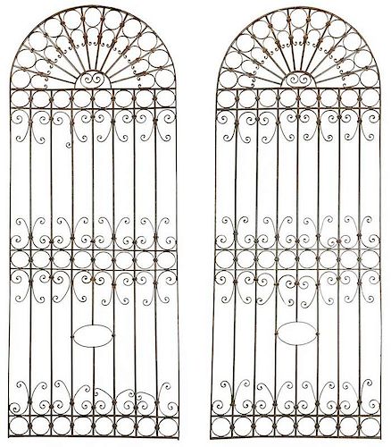 Large Pair Wrought Iron Architectural Panels