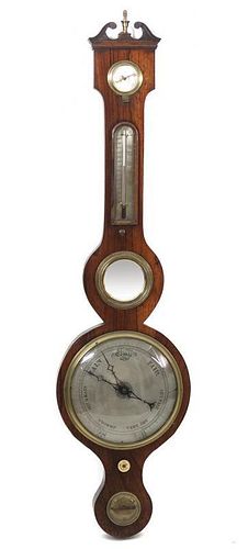 A George III Style English Wheel Barometer, 19th Century, Height 38 1/2 inches.