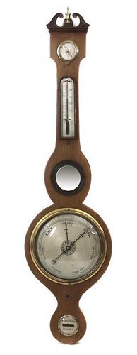 A George III Style English Wheel Barometer, Height 38 inches.