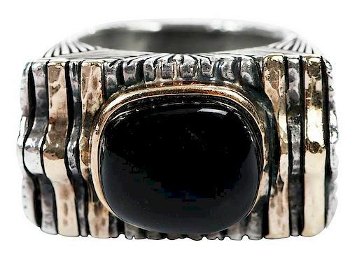 14kt., Silver & Onyx Ring