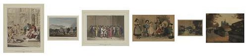 A Group of Eleven Aquatint Engravings, 19th Century, Height of largest 8 1/16 x width 6 15/16 inches.
