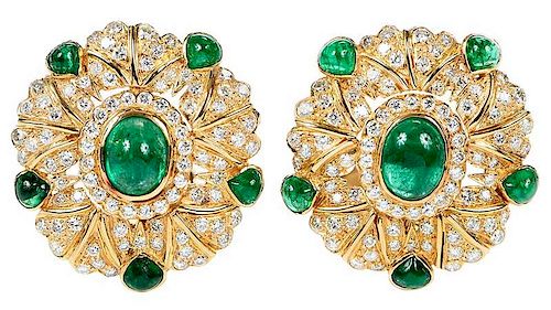 18kt. Emerald & Diamond Earrings