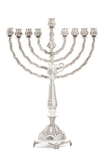 A sterling silver menorah