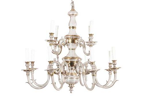 A Dutch Baroque style twelve light chandelier