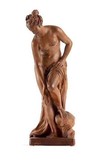 A Continental terracotta figure of a bather
