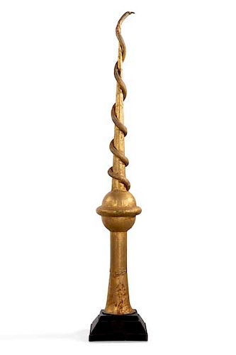 A gilt metal spire, apothecary trade sign